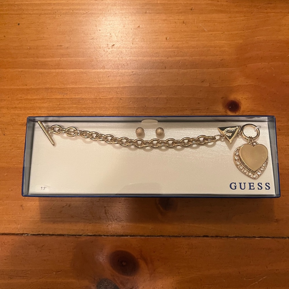 Guess Charm Bracelet with matching stud earrings